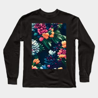 Dark Hydrangeas Abstract Artwork Long Sleeve T-Shirt